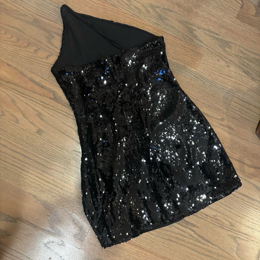 REVOLVE Black Sequin One Shoulder Mini Dress - Picture 7 of 7